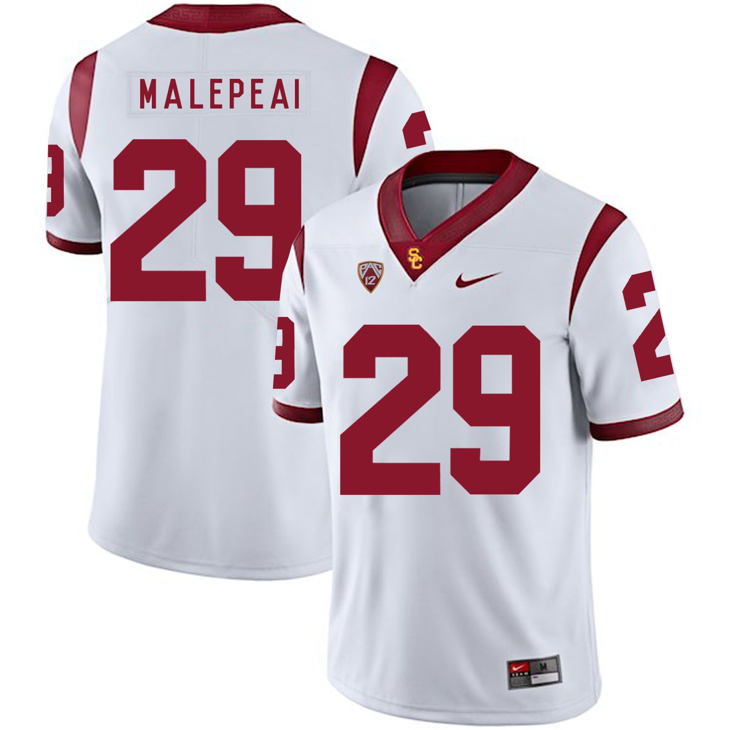 Men USC Trojans 29 Malepeal White Customized NCAA Jerseys